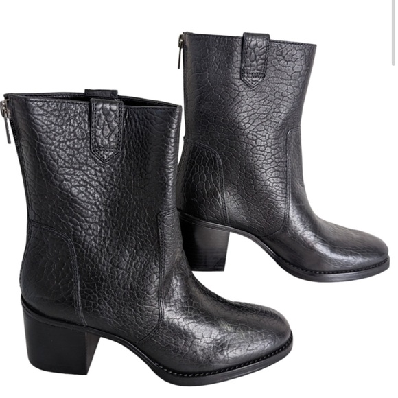 Vince Camuto Zanilla Black Leather Mid Calf Block Heel Boot - Picture 5 of 6